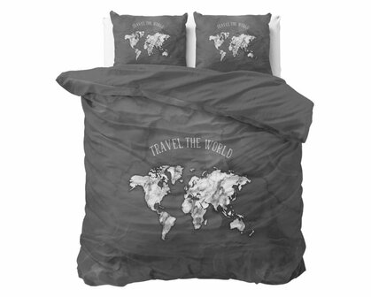 Dekbedovertrek 240x200/220 Marble World Antraciet