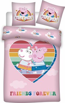 Kinderdekbedovertrek 140x200 Peppa Pig Friends forever
