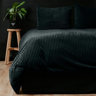 Rib Teddy Dekbedovertrek Zwart 200x200/220
