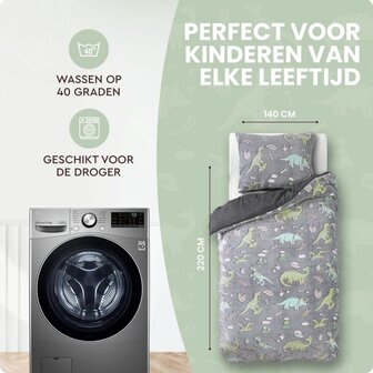 Dekbedovertrek Glow in the dark Dinosaurs Grijs