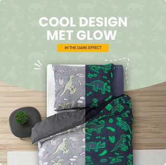 Dekbedovertrek Glow in the dark Dinosaurs Grijs