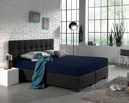 Hoeslaken 140x200 Jersey Donker Blauw