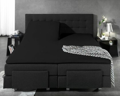 Splittopper hoeslaken 160x200/220 jersey zwart