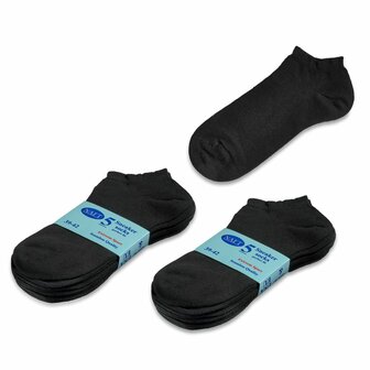 Sneaker Sokken 39-42 Zwart 5-pack