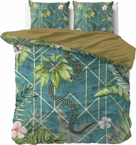 Dekbedovertrek Palm Wood groen