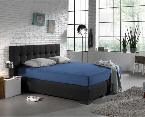 Hoeslaken 160/180x200 Jersey Blauw