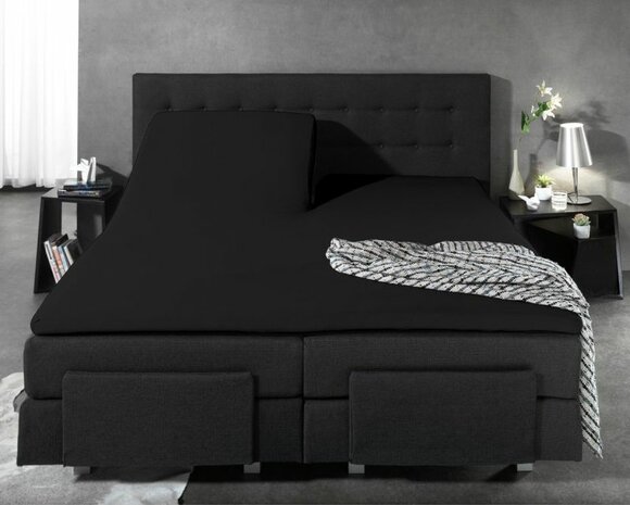Splittopper hoeslaken 160x200/220 jersey zwart