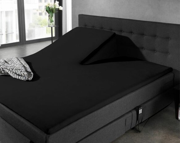 Splittopper hoeslaken 160x200/220 jersey zwart