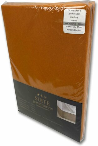 Hoeslaken Katoen Jersey 80/90/100 x 200 Cognac